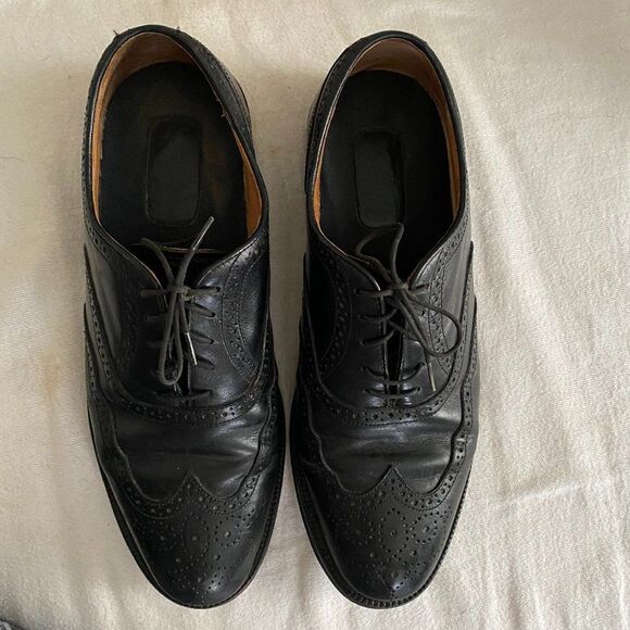French Shriner Whitman Black Leather Wingtip Oxfords Mens Dress Shoes Size 12 M - Picture 4 of 10